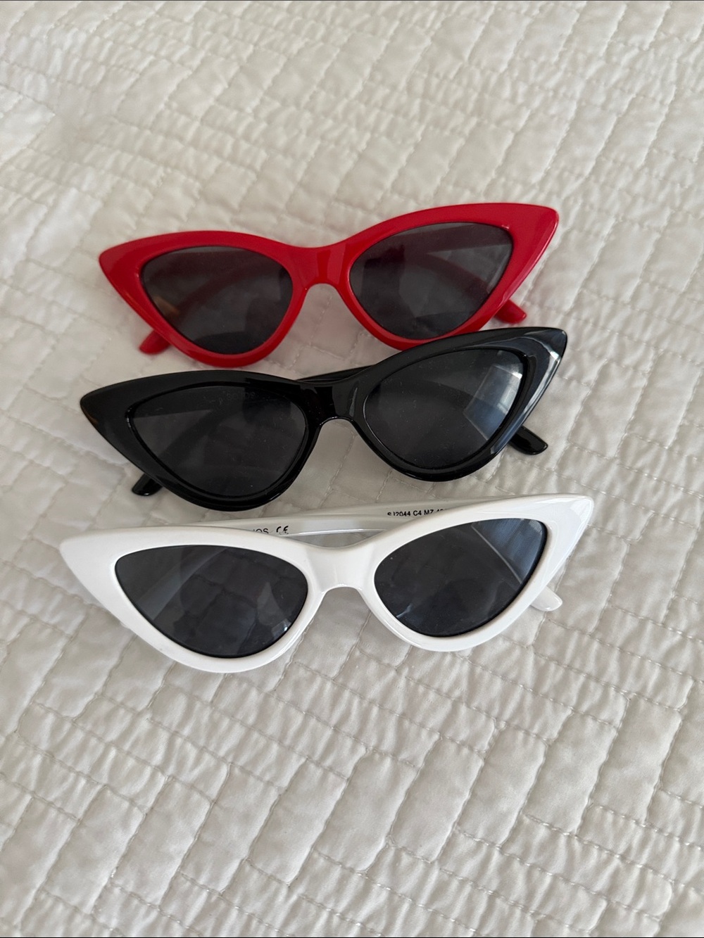 Stylish Cat Eye Sunglasses — Red, Black & White Frames